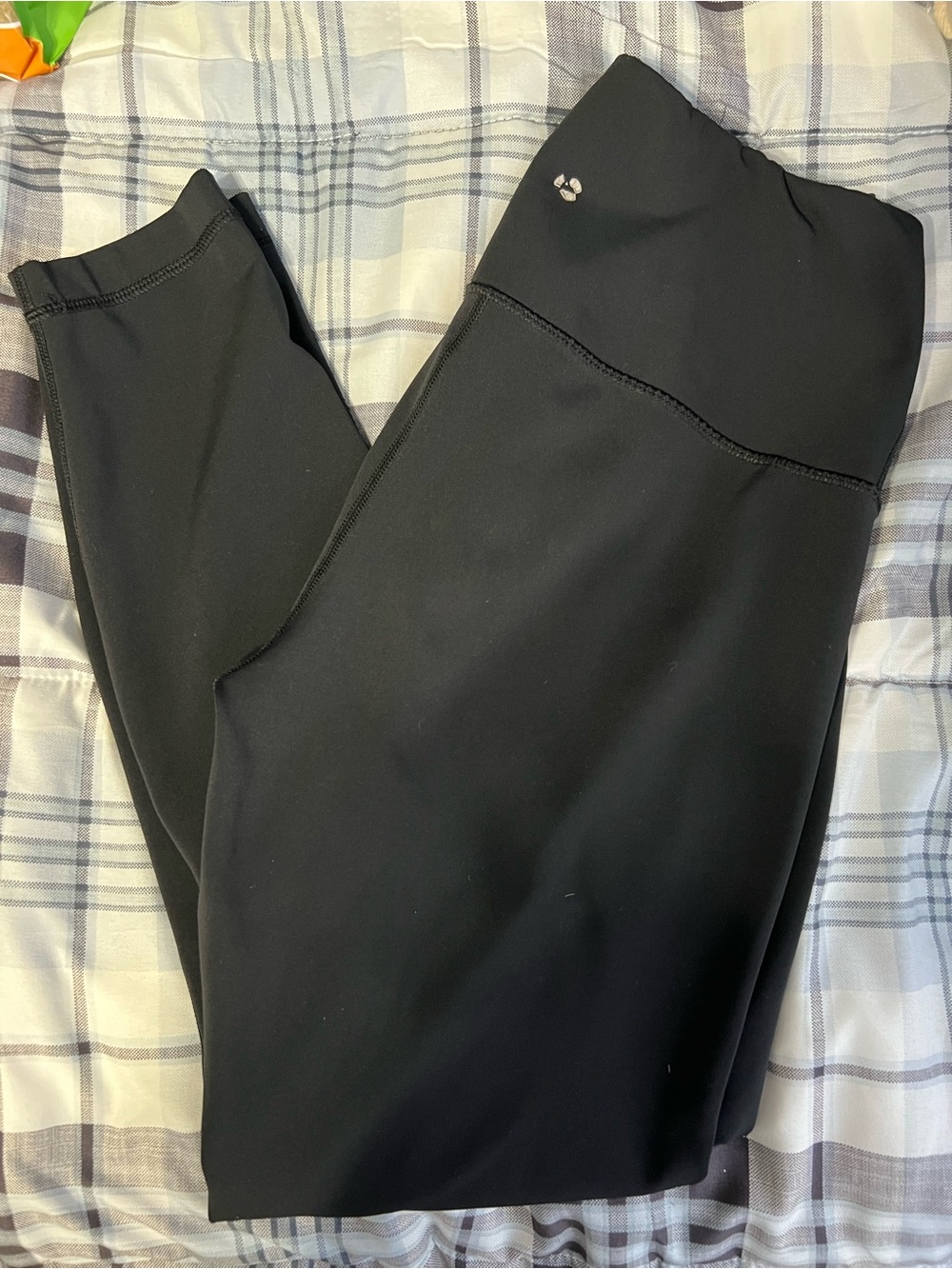 90 Degree By Reflex Black Workout Leggings with White Logo